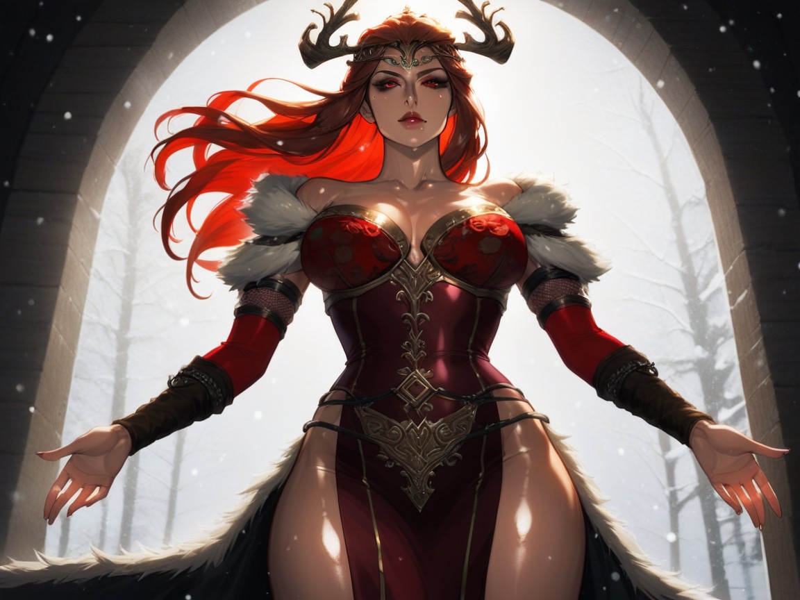 Perfect Face, Scarlet Viking Crown, Tight Compact Hips Hentai AI Porn