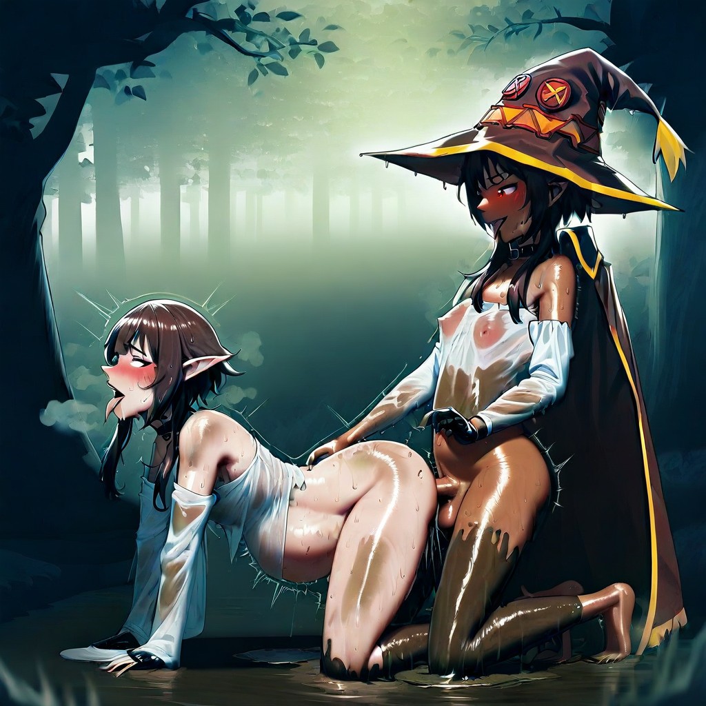 Lesbian Sex, Wet Clothes, Dirty Hentai AI Porn