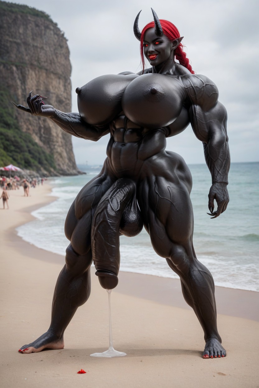 Gigantic Muscle Delts, Gigantic Biceps, Impossibly Gigantic Black Cock Transfrau KI-Porno