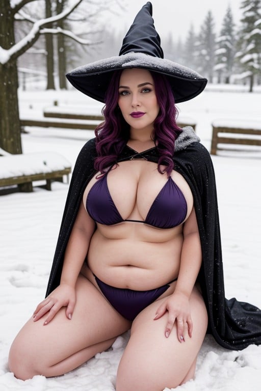 Witch, Sitting Down Legs Spread, Small Breast Hentai AI Porn