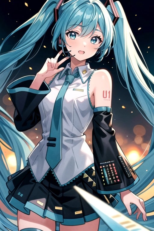 Estilo De Arte Con Líneas Gruesas, Hatsune MikuHentai IA