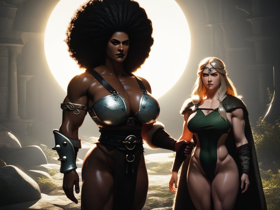 Afro, Strong Arms, Lion Cape Hentai AI Porn