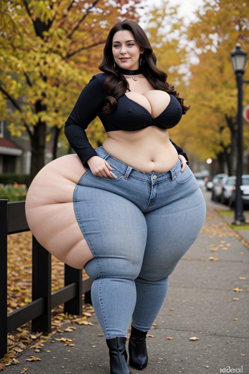 High Heel Boots, Hips Wider Than Shoulders, Black Hair AI Porn