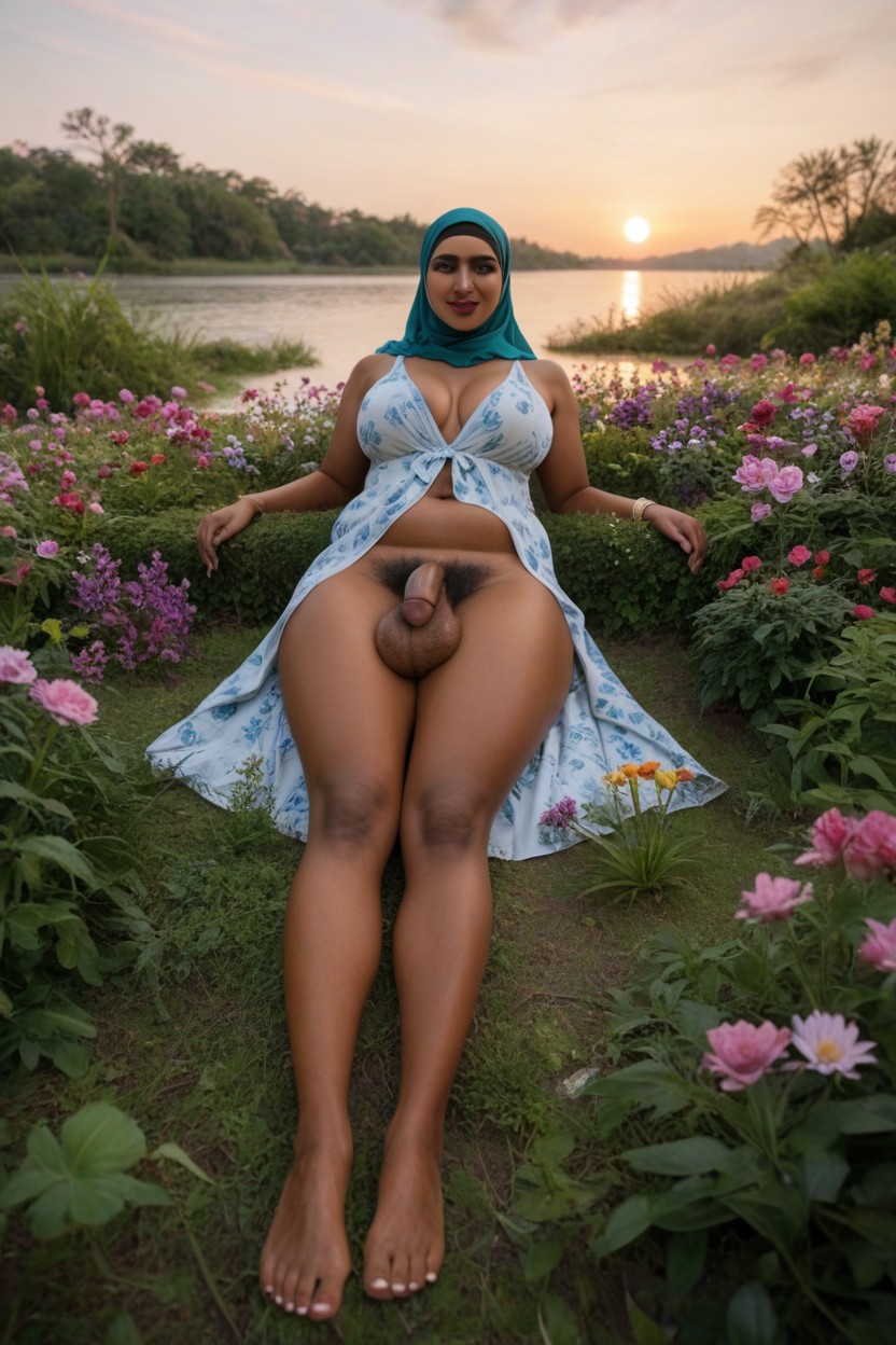 Front View, Hijab, Veiny Cock Shemale AI Porn