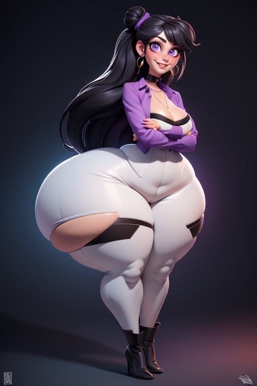 Long Hair, Black Hair, Shapely Legs Hentai AI Porn