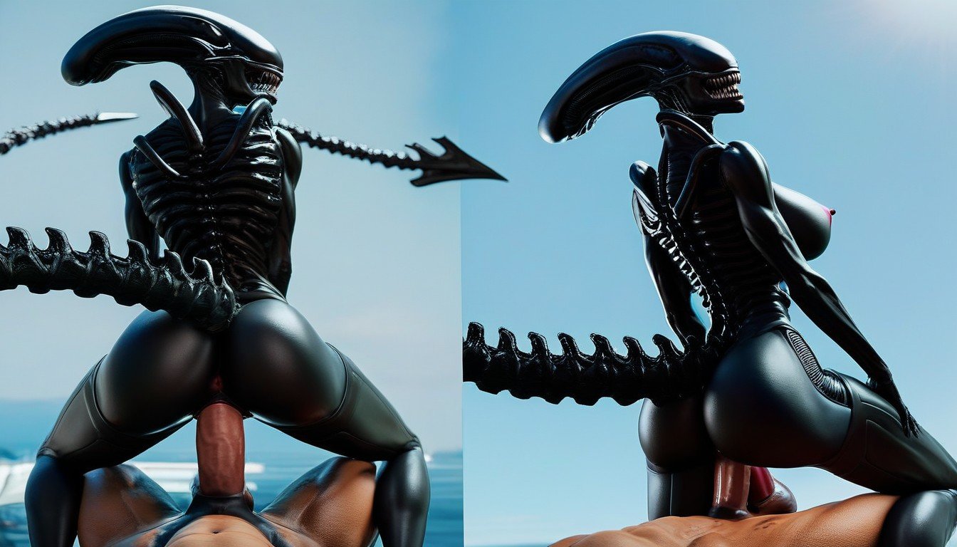 Multiple Views, Female Xenomorph From Alien, Spaceship Furry AI Porn