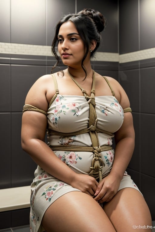 Bathroom Stall, Sitting Down, Bbw Hentai AI Porn