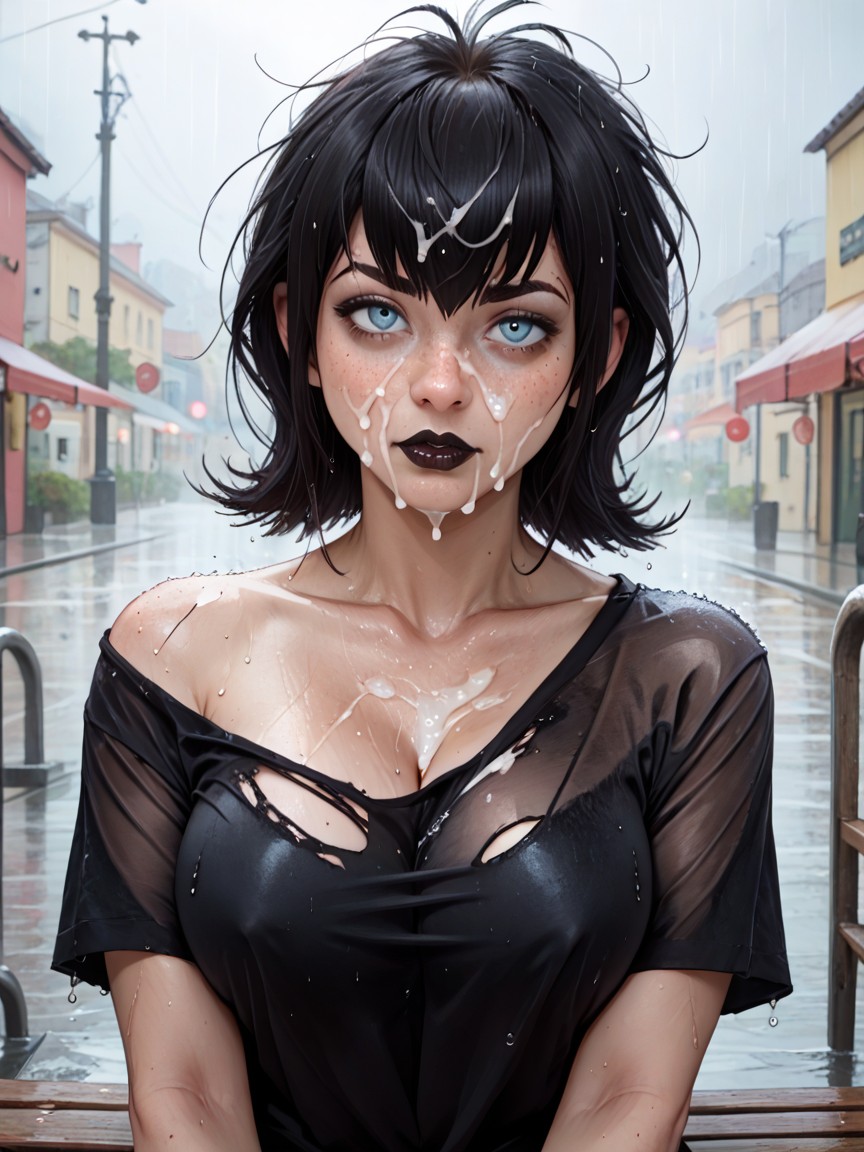 Sweaty, Cum On Face, Buss Stop Hentai AI Porn