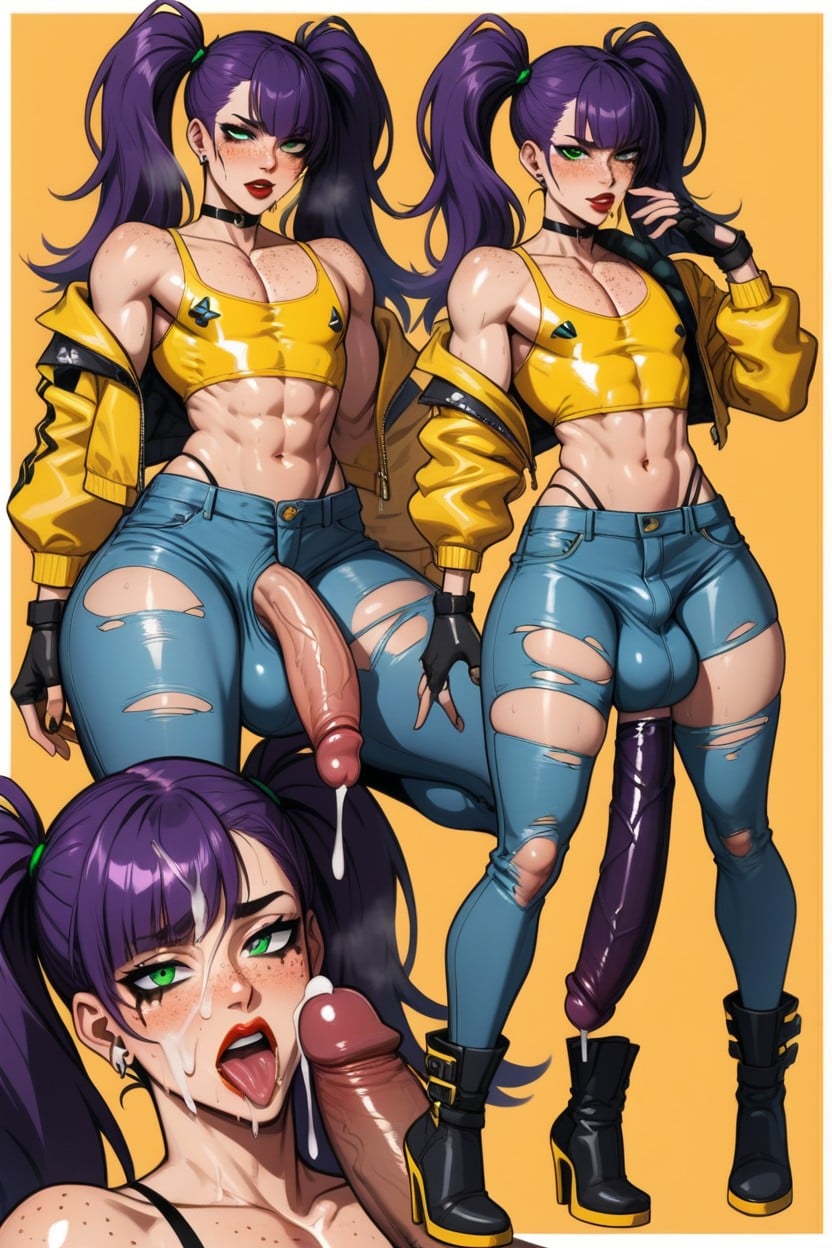 Ripped Clothes , Waist, Purple Hair AI Gay Porn