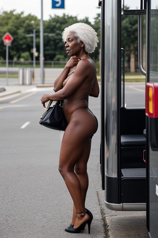 Black Skin Black Granny, Naked Wearing High Heel Shoes, 側視圖sites.postSEOTitles