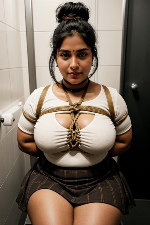 Massive Ass, A Indian Bbw Woman, Wearing A Tight Blouse And Skirt Furry AI Porn