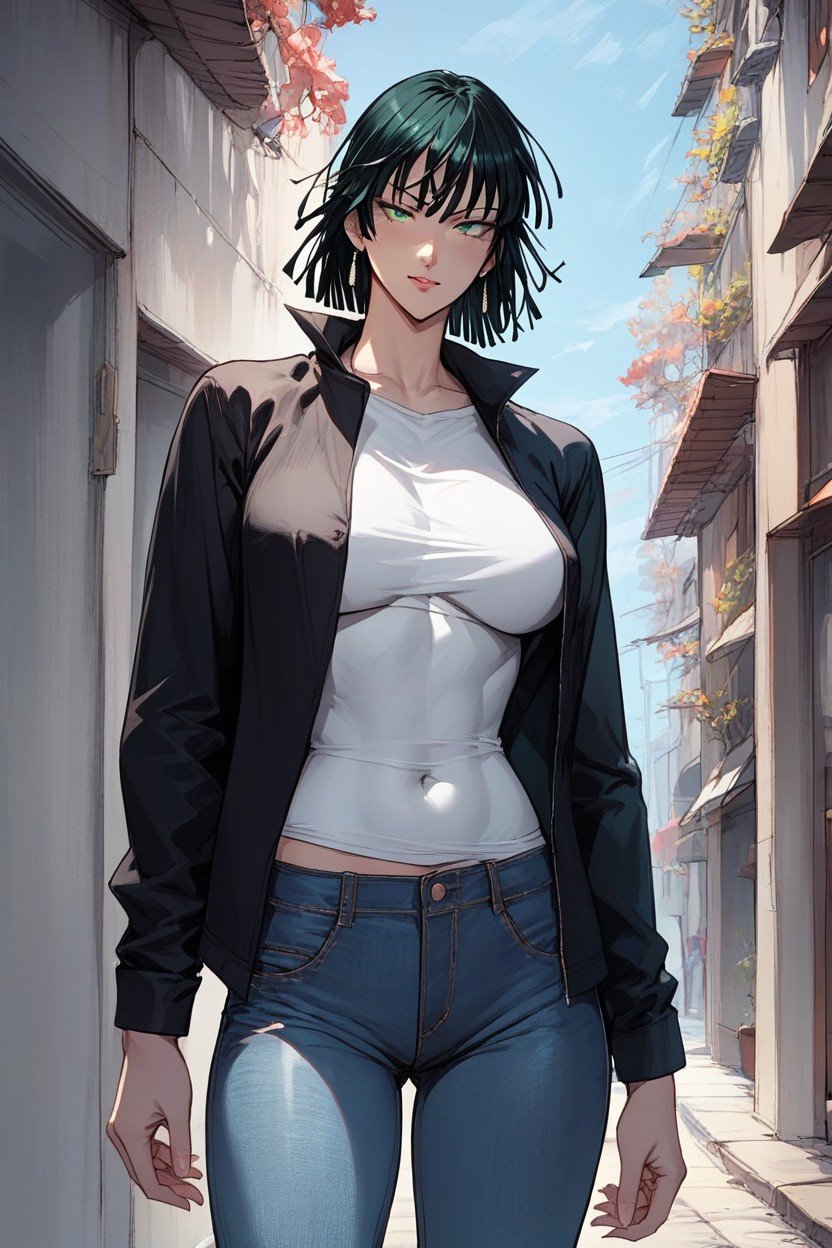 Fubuki From One Punch Man, Jaqueta, Jeans Travesti IA Pornô