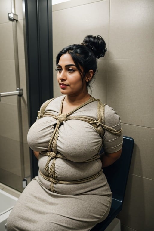 Bathroom Stall, Wearing A Tight Office Dress, Bbw Furry AI Porn