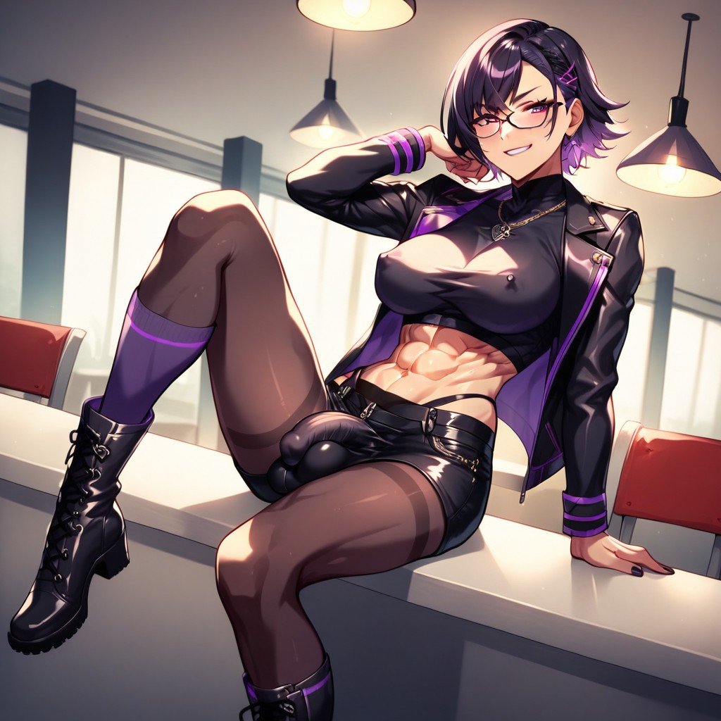 フィット, Japanese, Black Hair And Purple Hair ニューハーフAIポルノ