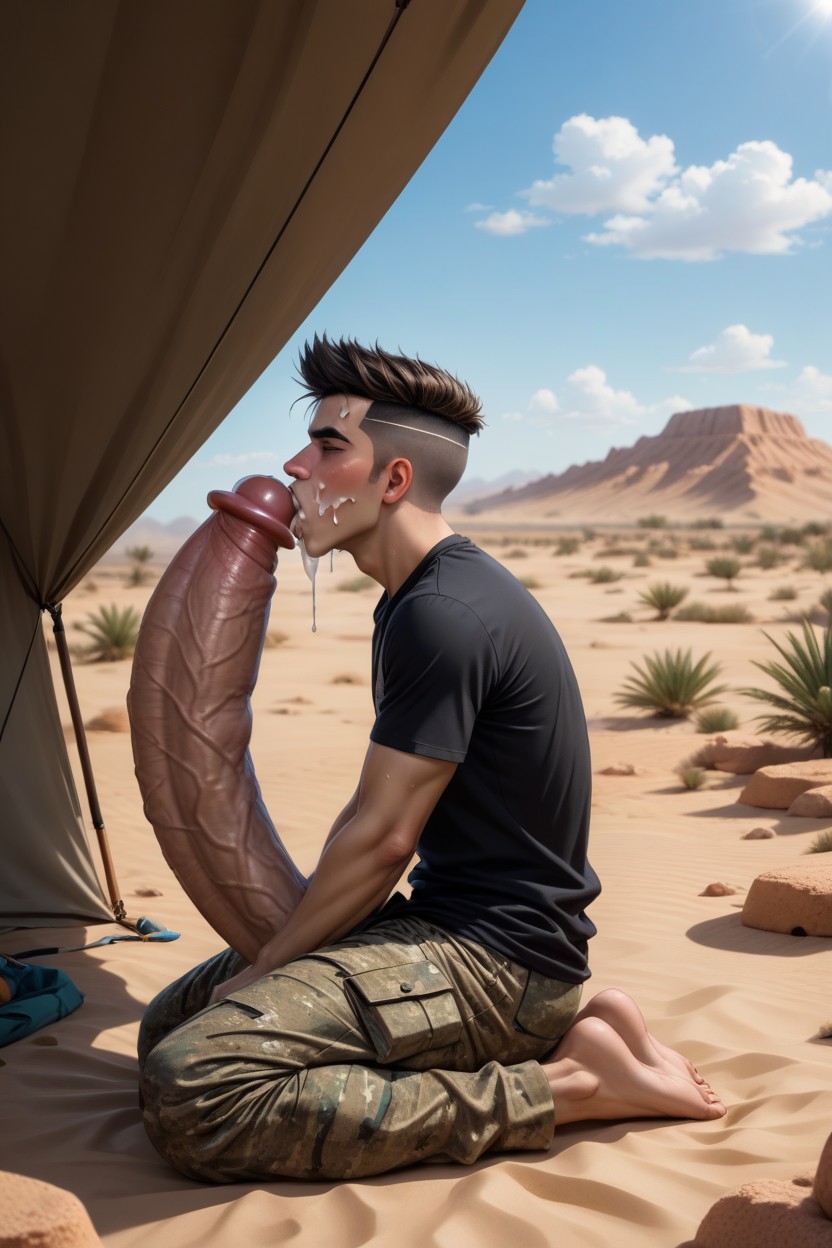 Rounded Pectorals, Buzzcut, Pants Unzipped AI Gay Porn