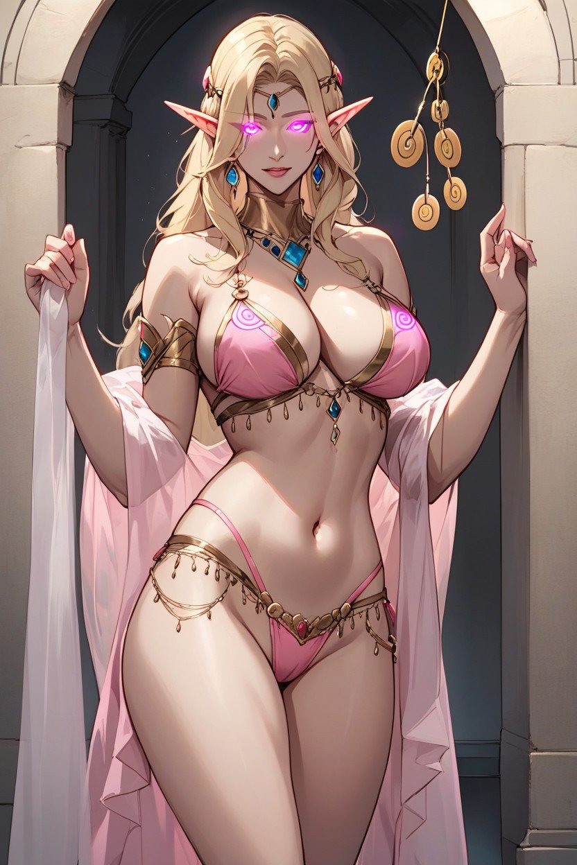 催眠, パンティを脱ぐ, Blonde Elf In Pink LingerieニューハーフAIポルノ