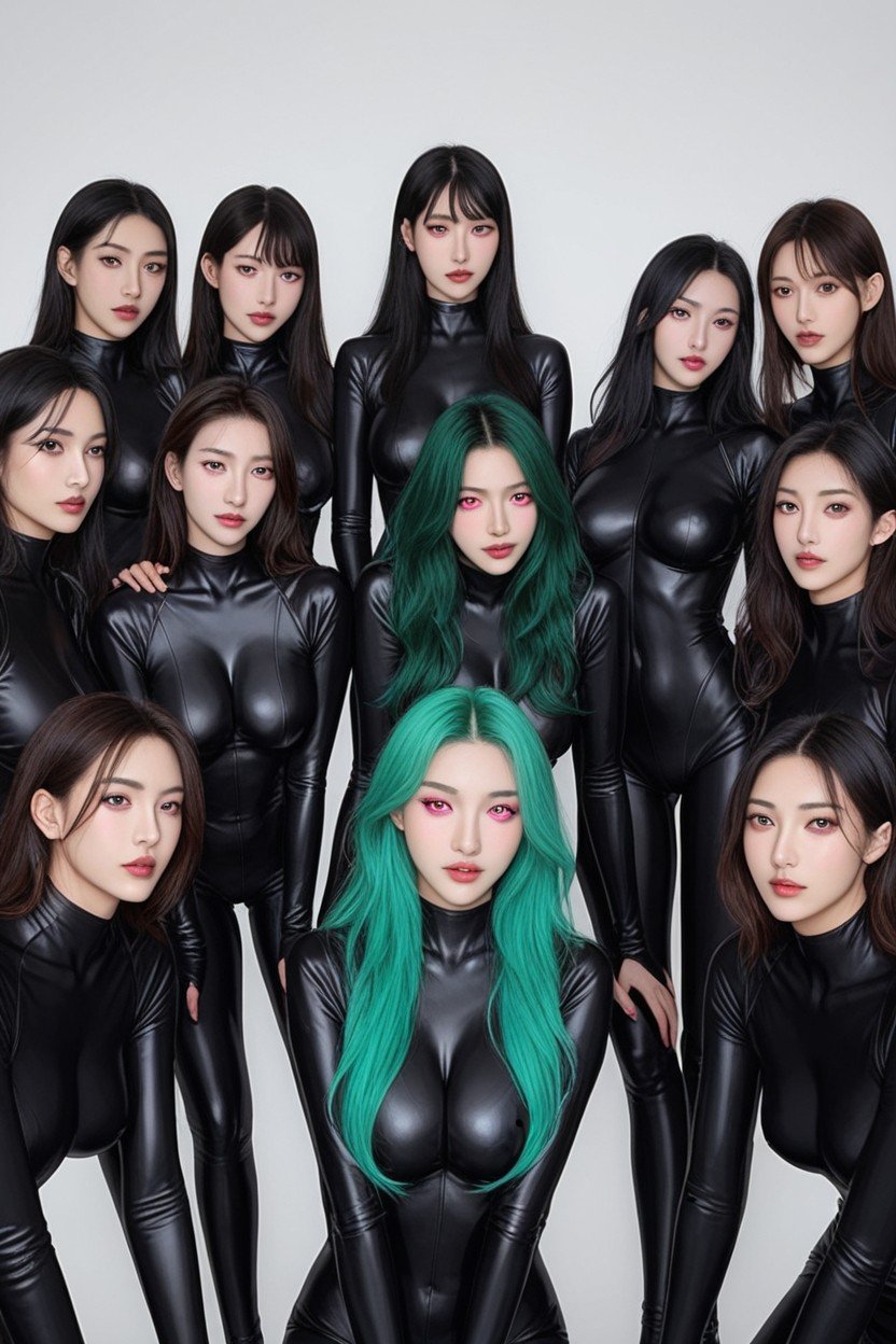 ラテックススーツ, Pink Eyes, All Women With Black Spider SuitファーリーAIポルノ