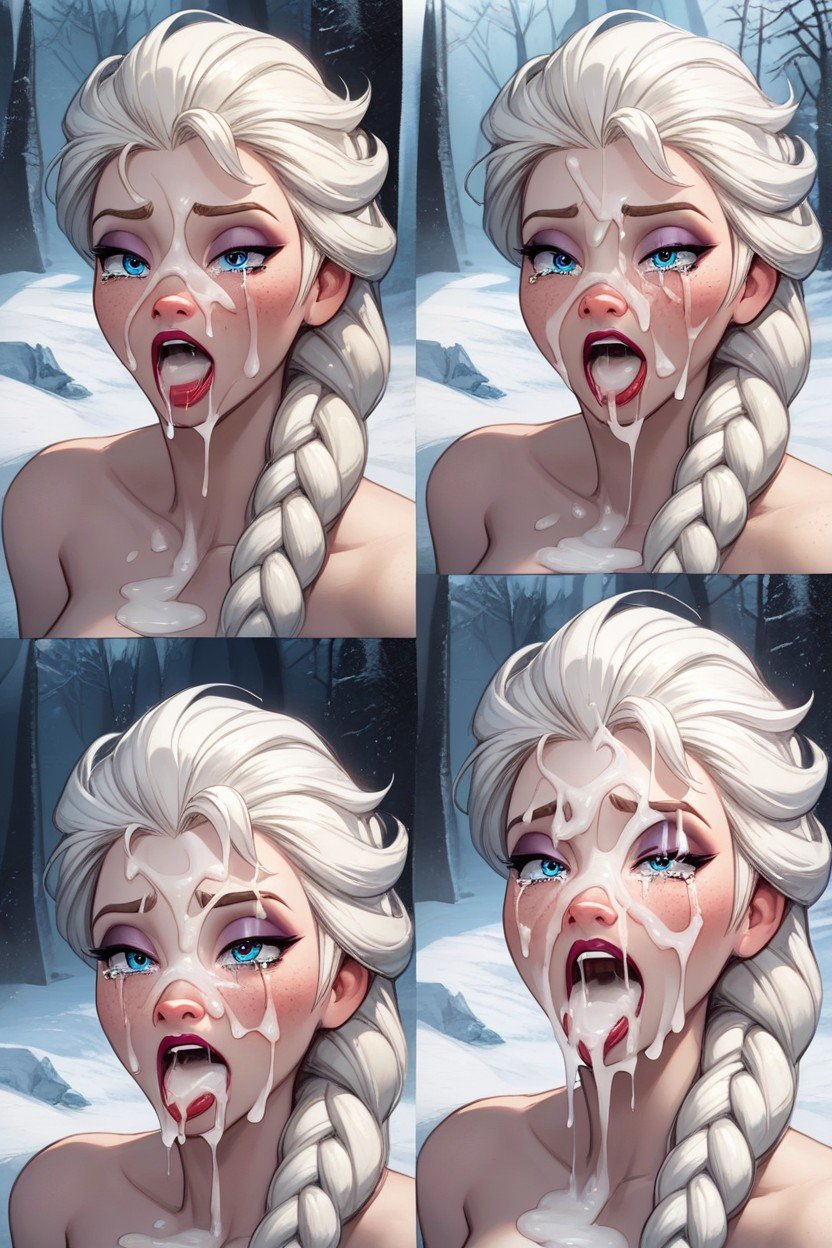 Sticky Cum, Excessive Cumshots On Body, Elsa From Frozen Furry AI Porn