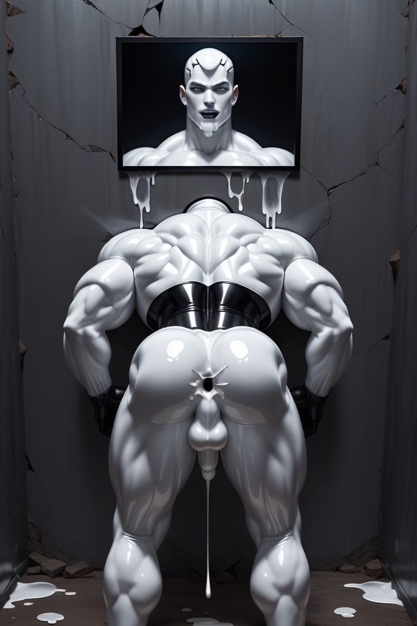 White Slime Dripping, Through Wall, Creampie AI Gay Porn