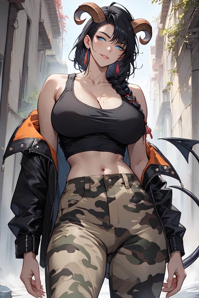 Big Breasts, Giant Black Bat Wings, Woman쉬메일 AI 포르노