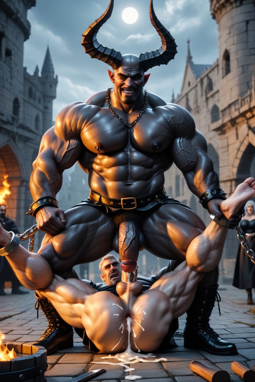 Public Humiliation, Muscular Man, Showing Anus AI Gay Porn