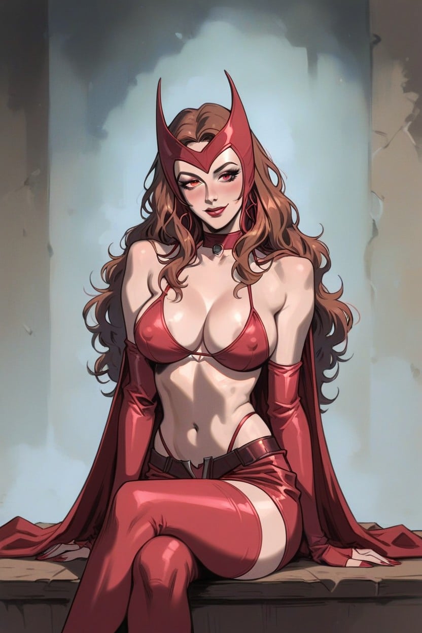 Skimpy Uniform, Skirt, Red Cape Hentai AI Porn