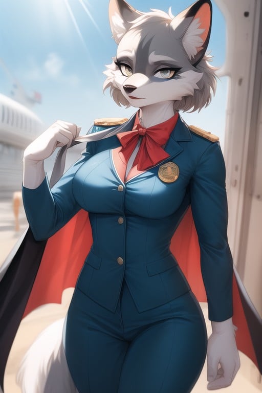 Coupe Au Carré, Dessin, Hôtesse De L'airPorno IA Furry