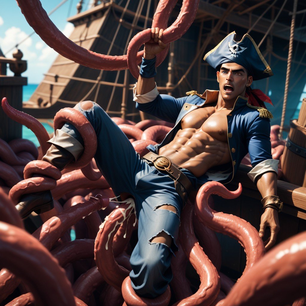 Kraken Tentacles, Pirate Ship, Femboy Furry AI Porn