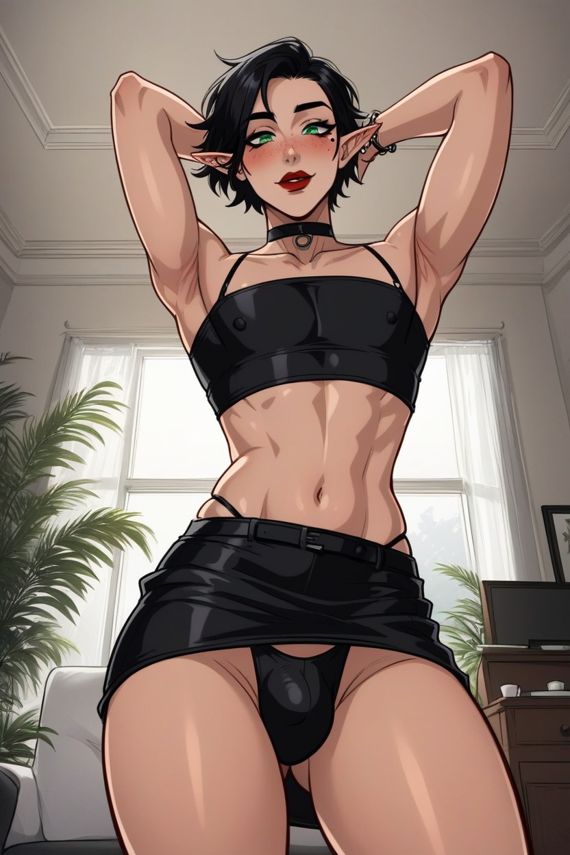 Erected Penis, Choker, Bracelets AI Gay Porn