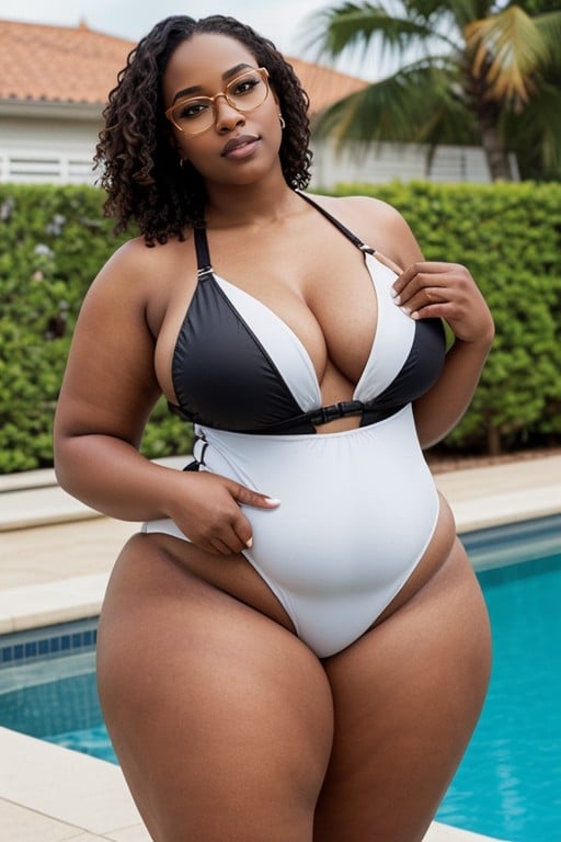 Beautiful, Walking By The Pool, Curvy Body Shemale AI Porn