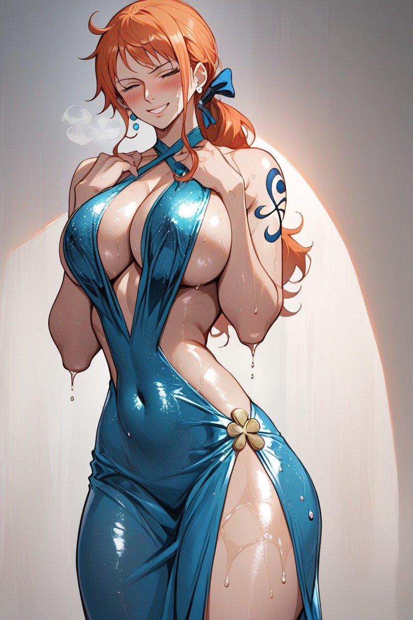 Oiled Skin, Nami From One Piece, Roupas Justas Hentai IA pornografia