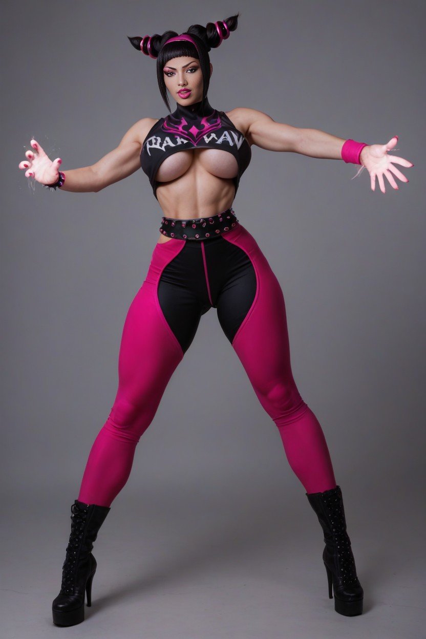 Juri Han From Streetfighter, Pink Whore Clothes, Standing Legs ApartFurry IA