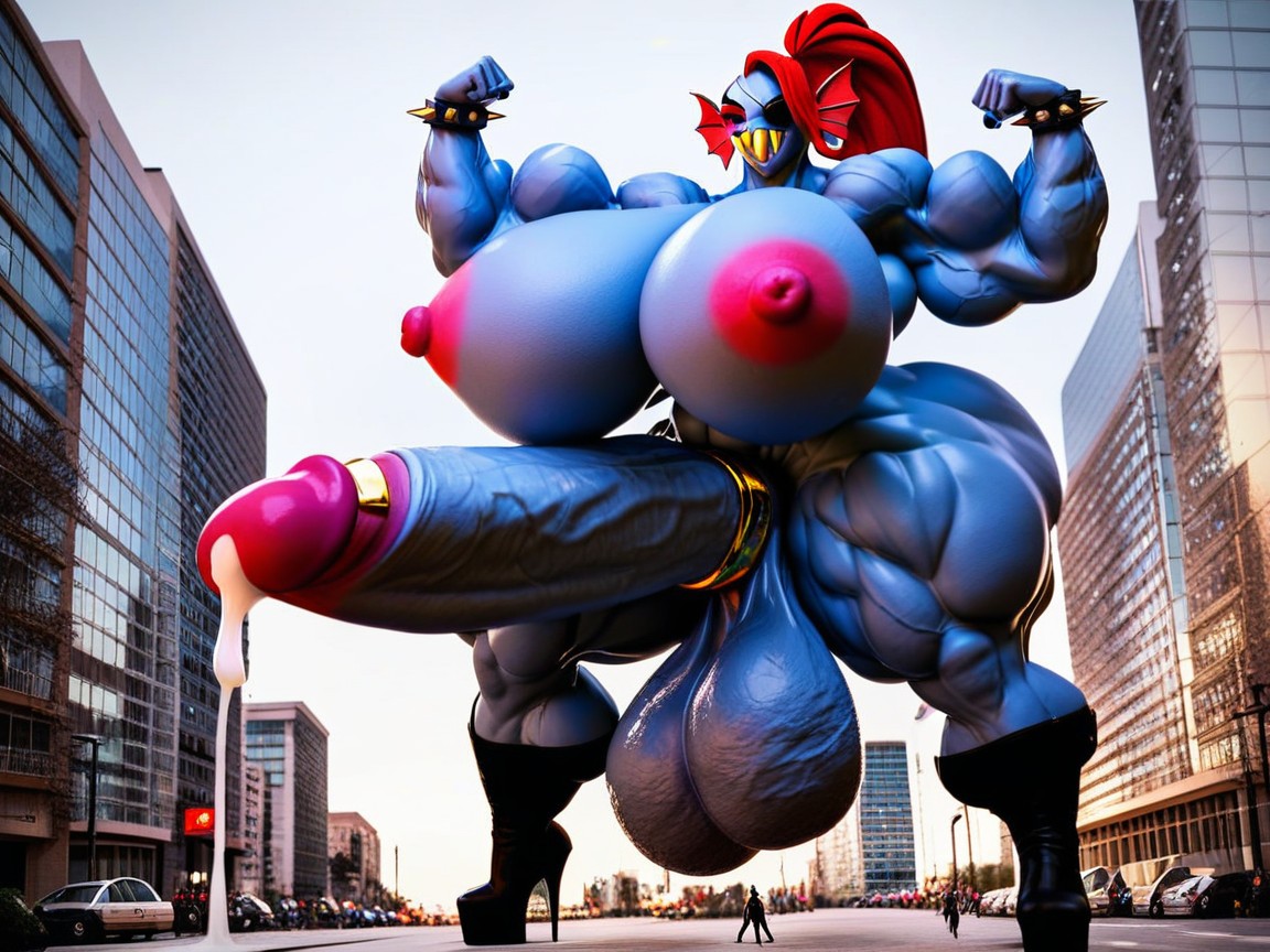 Futa Domination, Massive Huge, Holding Cock Furry AI Porn