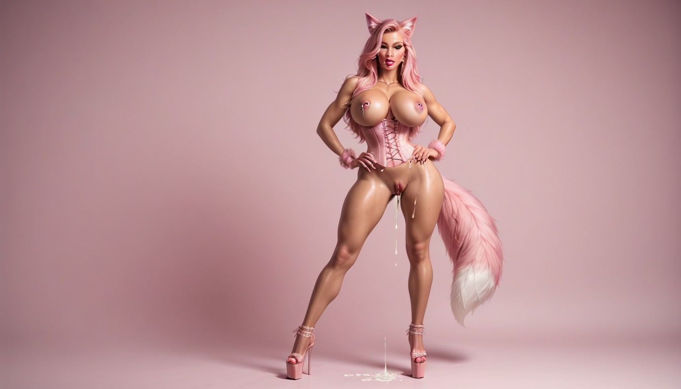Standing, Creampie, Pink Couch Shemale AI Porn