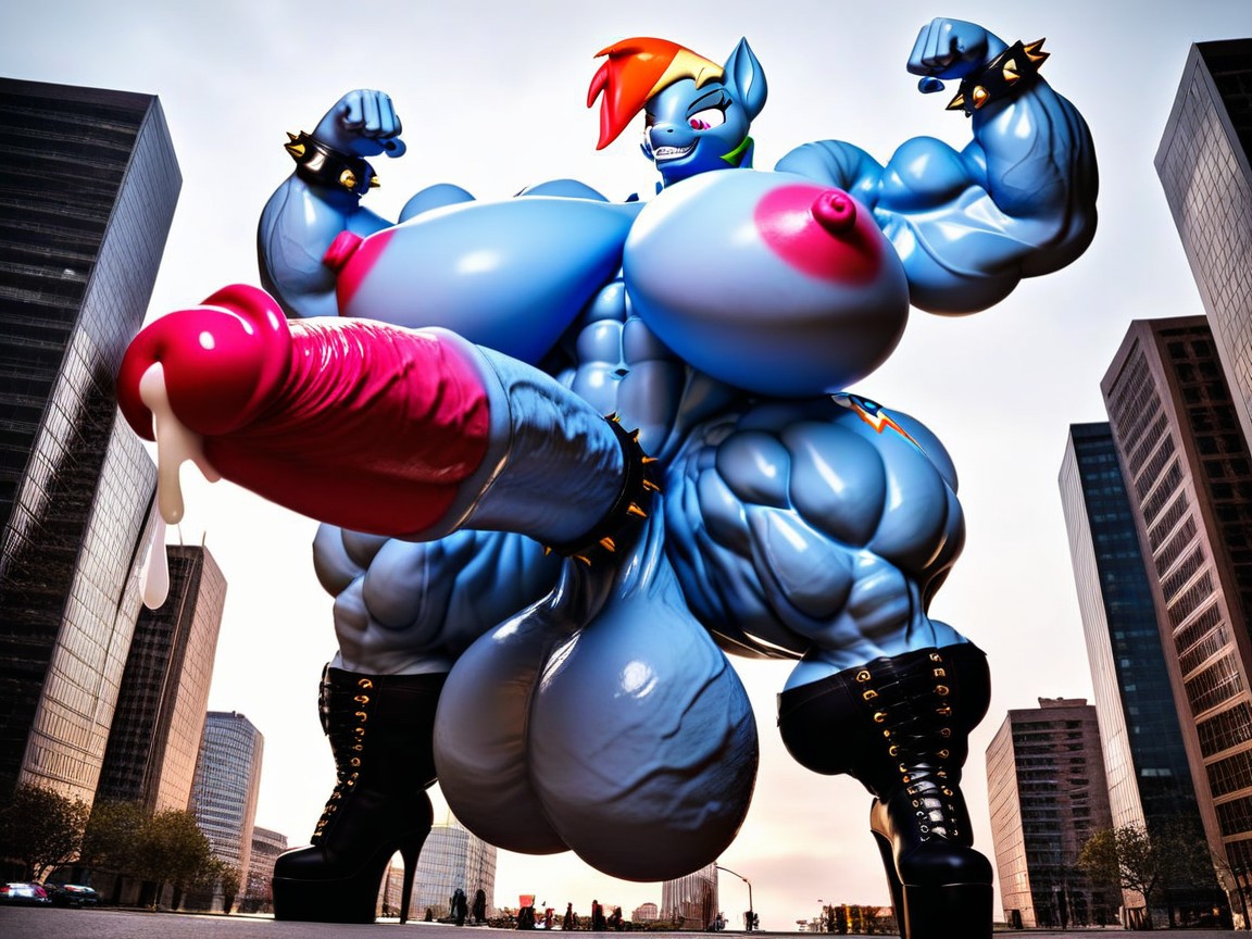 Massive Huge Swollen Balls, Massive Monster Cock, Ultra Muscular Porno IA Furry