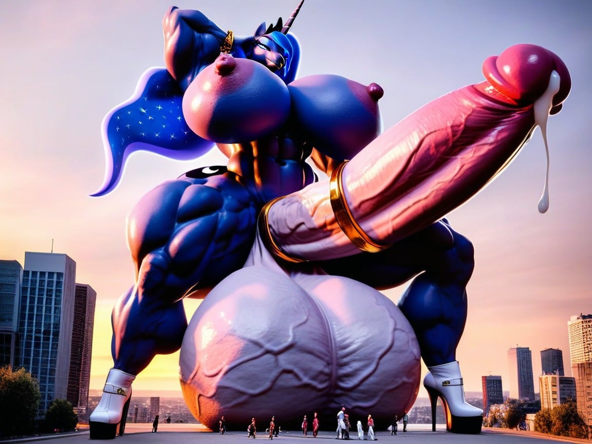 Big Boobs, Massive Huge, Platform High Heels Furry AI Porn