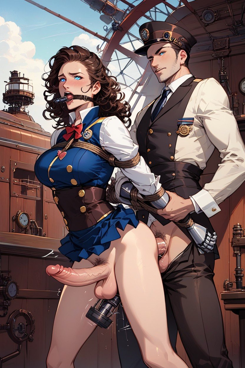 Steampunk, Curly Hair, Cœurs D'amourPorno IA transsexuelle