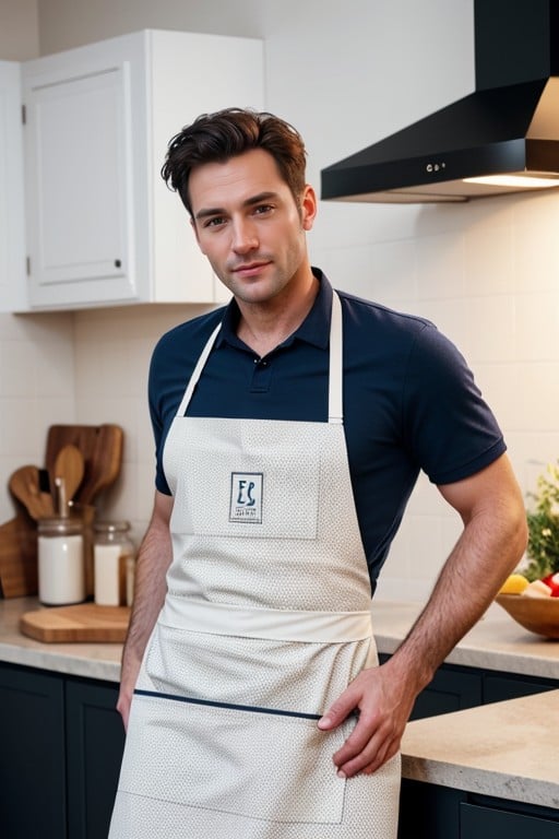 Show Only A Man With A Huge Cock Stand Up In The Kitchen Wearing Just An Apron Shemale AI Porn