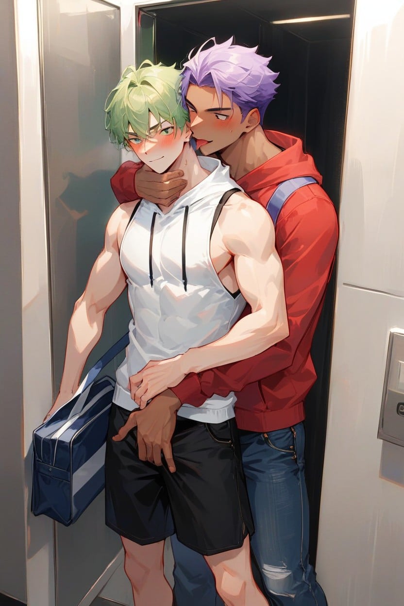 Smirk, Indoors, Size AI Gay Porn
