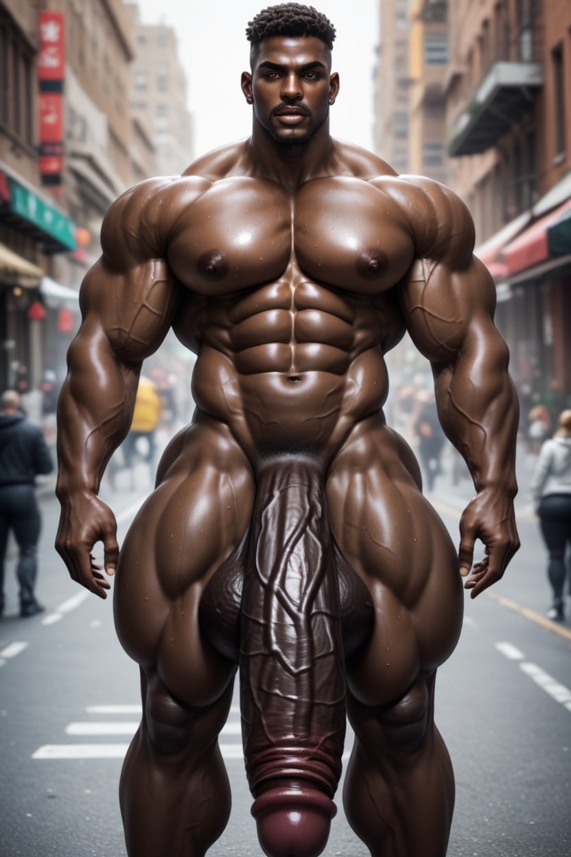 Big Wide Lips, Large Thighs, Cock Bigger Than Leg Naked AI Gay Porn