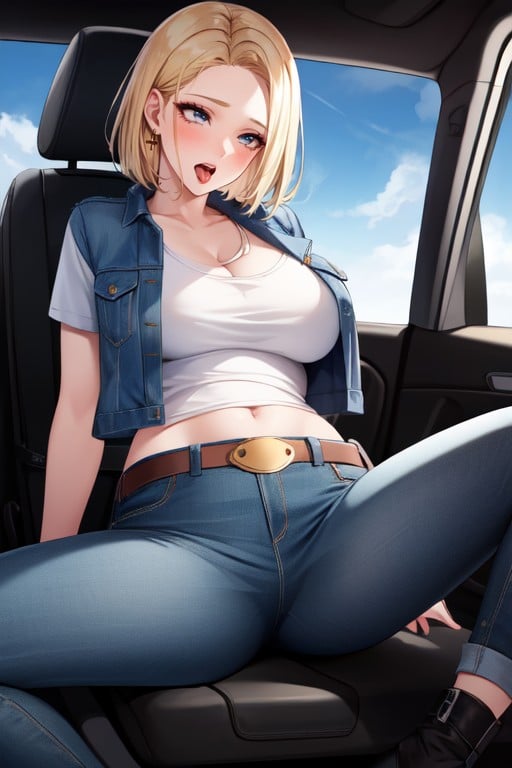 Vista Frontal, Ombligo Al Descubierto, Android 18Hentai IA