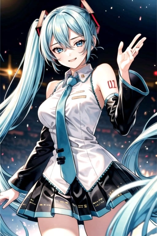 Hatsune Miku, Small Breast, Many People Around Hentai AI Porn