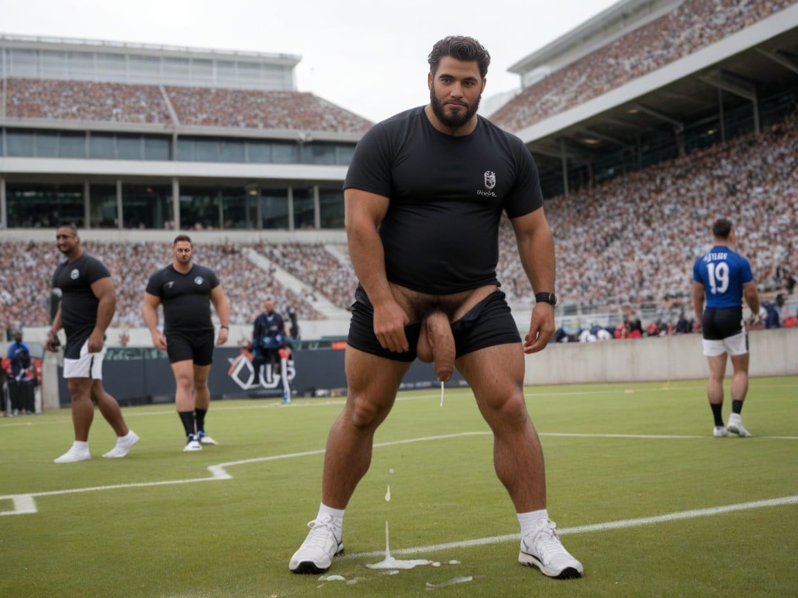 Penises Sticking Out Of The Shorts And We Can See Hairy Pubes, 20+, Black Hair AI Gay Porn