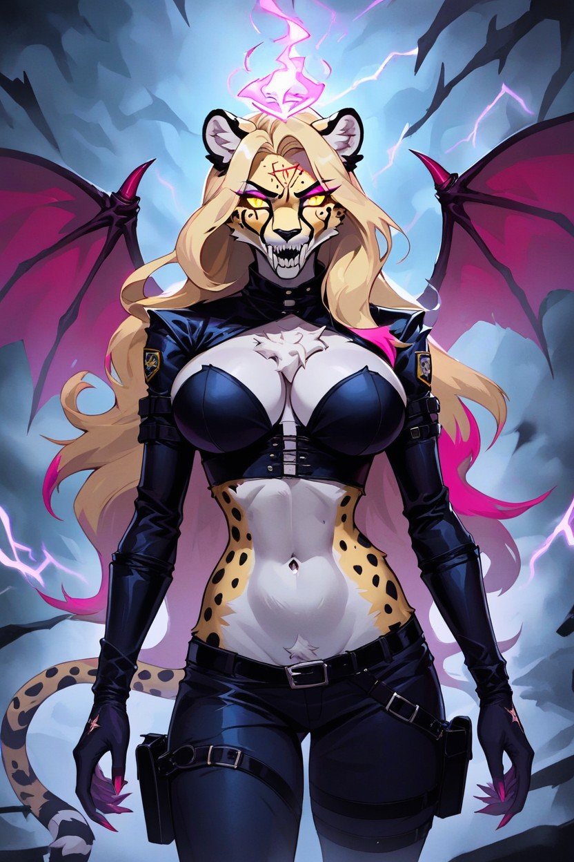 Large Demon Wings, Blonde Fur, Mist In The Background Furry AI Porn