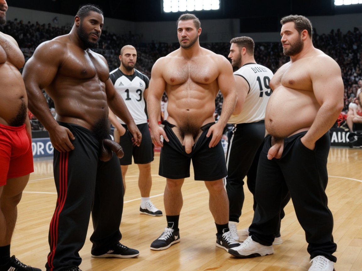 Big Balls Hanging, Showing White Underpants, Puddles Of Cum On Pants AI Gay Porn