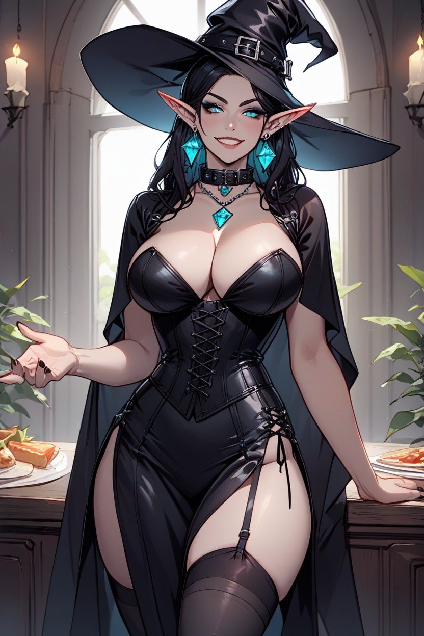 Confident Smile, Large Breasts Held Up By Corset, 큰 가슴퍼리 AI 포르노