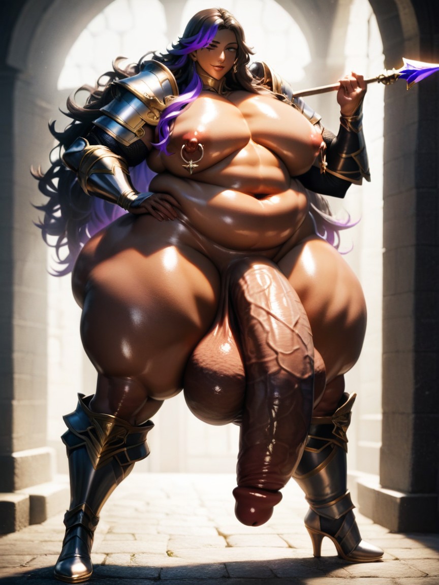 Multi Colored Hair, Armor Gloves, Curvy Body AI Gay Porn
