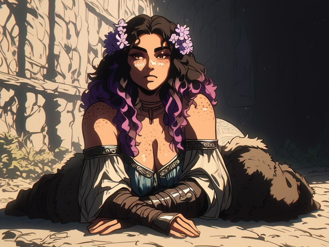 Nsfw, Thick Torso, Purple Snakeskin Viking Armor Hentai AI Porn