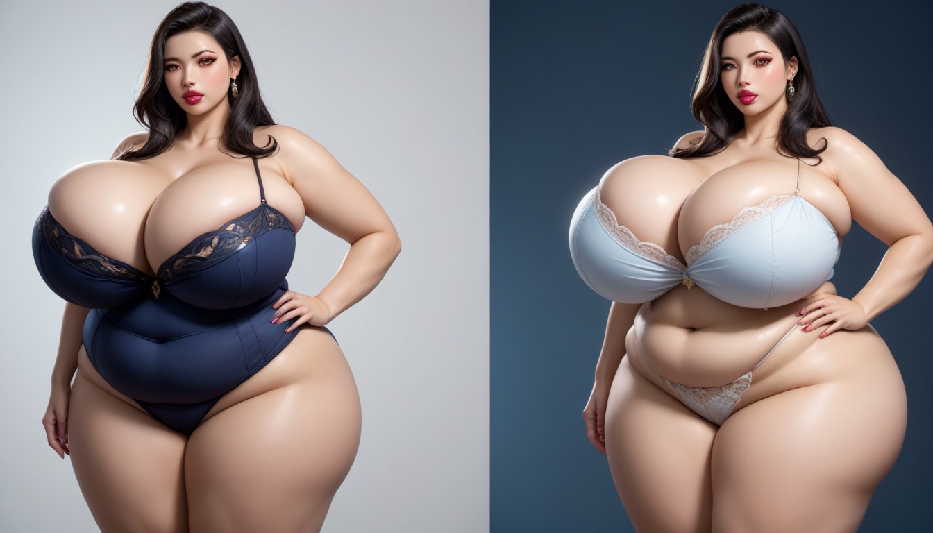 Extra Mega Plump, Breasts Swelling Expanding Growing Enlarging So Much More And More With Weight Gain, Extremely Large Ass BBW AI Porn