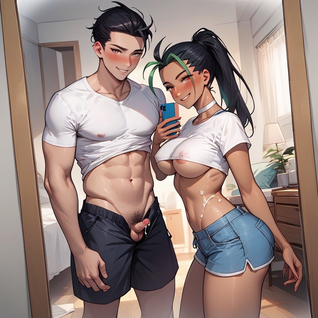 White Crop Top, Bedroom, CumHentai IA